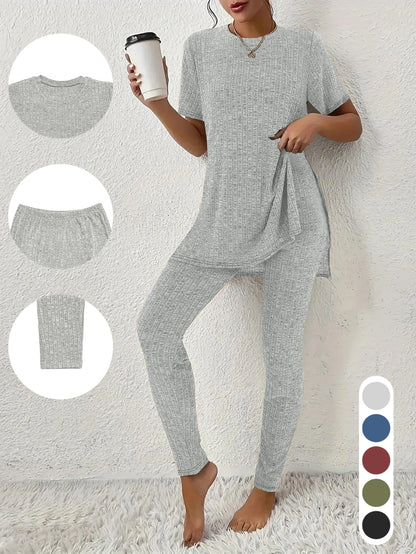 Two piece set of home clothes, comfortable and soft  a must-have for home use suitable for resting and wearing at home